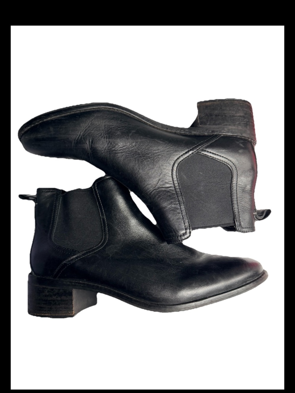 COLE HAAN Landsman Chelsea Ankle Boot Black Leather Pull On Womens Sz 10